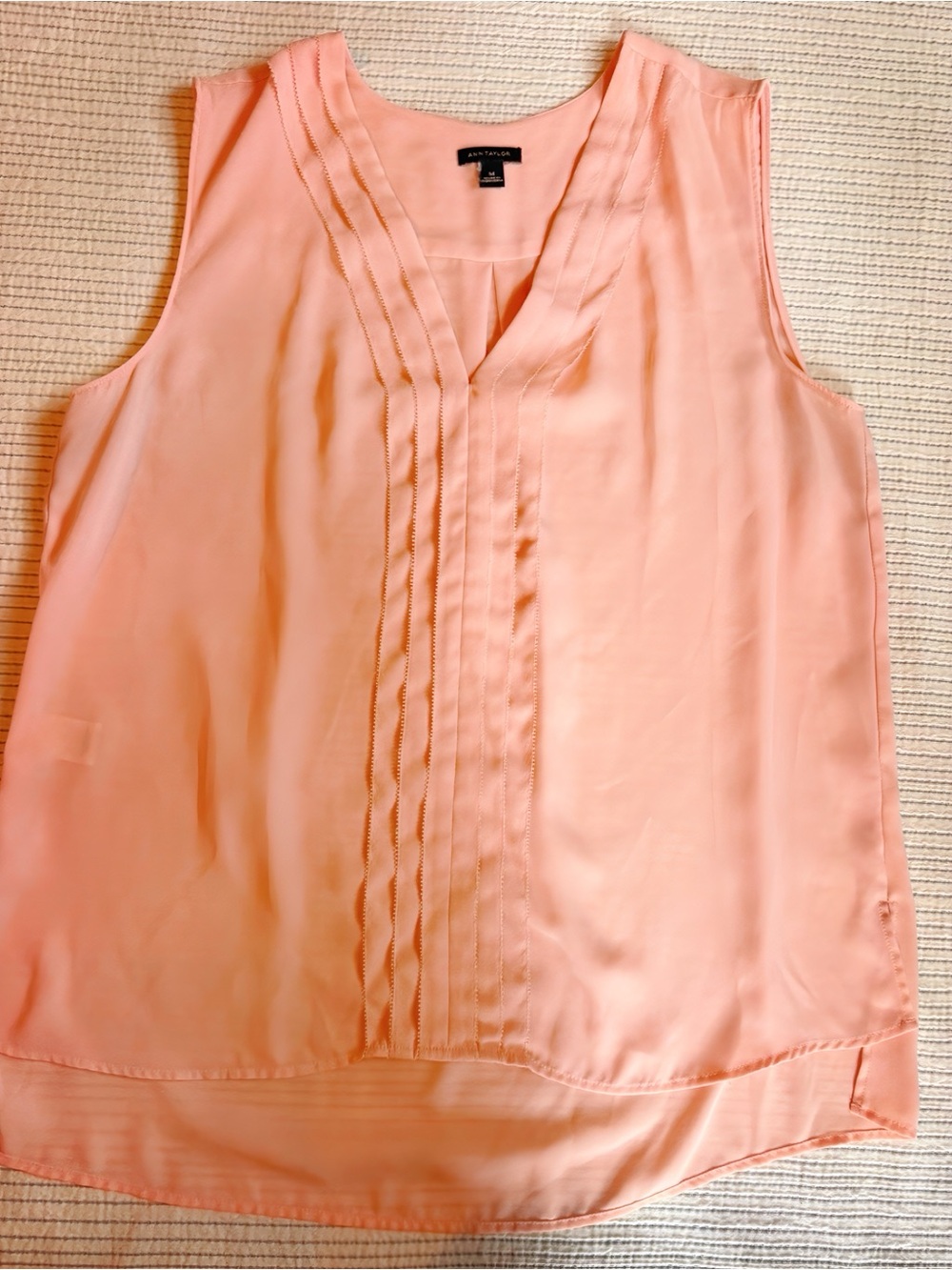 Ann Taylor Pink Pintuck Sleeveless Top